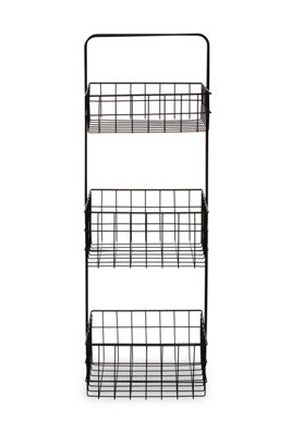 Orsina Modern Design 3 Tier Black Storage Caddy With HandlesWire Shower CaddyOrganiser Shelf For Laundry from B&Q