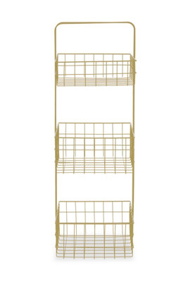 Orsina 3 Tier Gold Finish Storage Caddy With Grid ShelvesStorage StandRectangular Organiser With Basket Tiers from B&Q