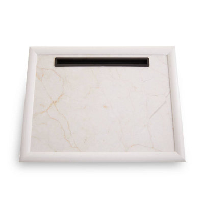Orsina Stylish Ecru Marble Lap Tray With Ipad HolderCushioned Base Tray For BedroomRaised Rim Kitchen Tray from B&Q