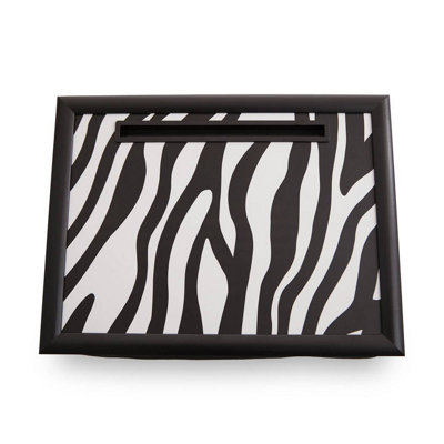 B&Q -  Interiors By Premier Stylish Mono Zebra Lap Tray With Ipad HolderCushioned Base Tray For BedroomRaised Rim Kitchen Tray