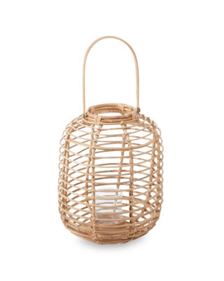 Orsina Sustainable Natural Rattan LanternRounded Modern Black Candle LanternVersatile Tealight Lantern from B&Q