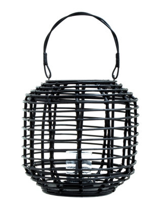 Premier Housewares Interiors By Premier Contemporary Candle Holder, Sustainable Rounded Candle Holder, Stylish Large Candlestick Holder Black