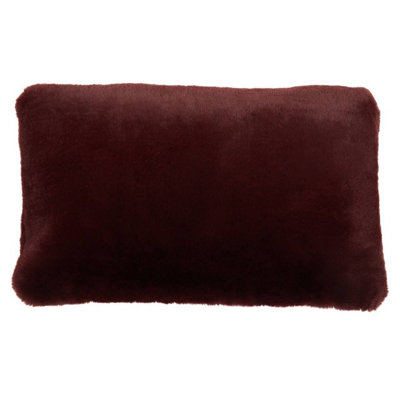 Orsina Rectangular Red Wine Faux Fur CushionSoft Feather Filled Decorative Cushion For Sofa & Bedroom from B&Q