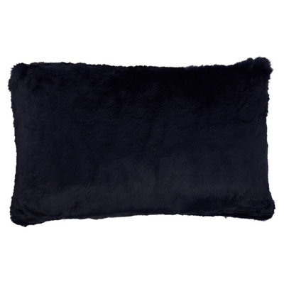 Orsina Navy Blue Faux Fur Rectangular CushionSoft Plush Feather Filled Sofa CushionFaux Back Luxury Cushion from B&Q