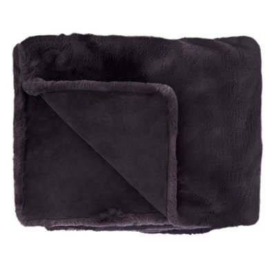 Orsina Bosie Lamina Grey Fur Throw from B&Q