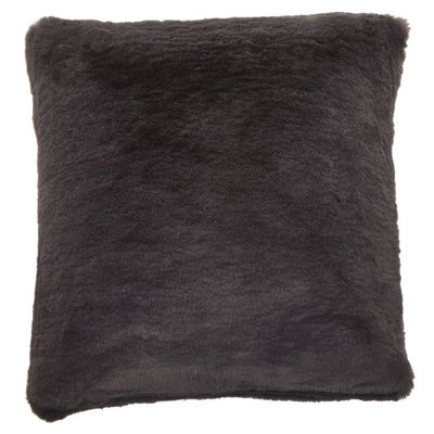 Orsina Grey Square Faux Fur CushionLuxe Feather-Filled Throw Pillow With Faux-Suede ReverseGrey Fur Cushion from B&Q