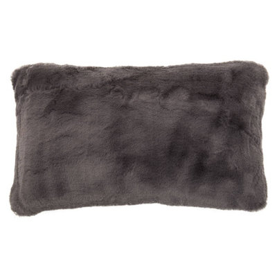 Orsina Grey Rectangular Faux Fur CushionLuxe Feather-Filled Throw Pillow With Faux-Suede ReverseGrey Cushion from B&Q