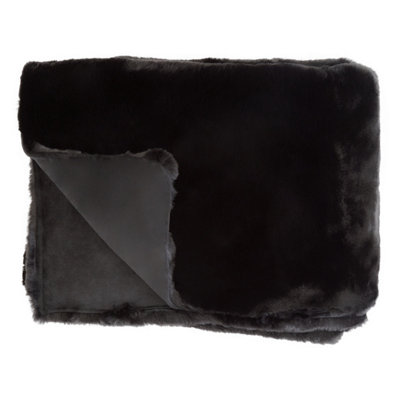 Orsina Bosie Lamina Black Fur Throw from B&Q