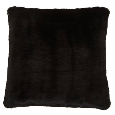 Orsina Black Square Faux Fur CushionLuxe Feather-Filled Throw Pillow With Faux-Suede ReverseAccent Cushion from B&Q