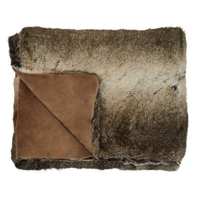 Orsina Bosie Lamina Mocha Ombre Fur Throw from B&Q