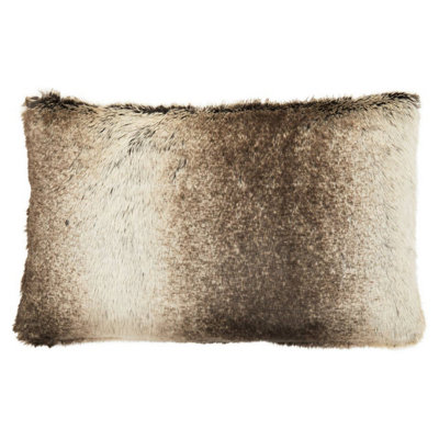 Orsina Lamina Mocha Ombre Rectangular Faux Fur CushionLuxe Feather-Filled Throw Pillow With Faux-Suede Reverse from B&Q