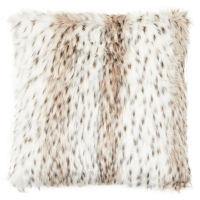 Orsina Lamina Animal Print Square Faux Fur CushionLuxe Leopard-Patterned Throw Pillow With Feather Filler from B&Q