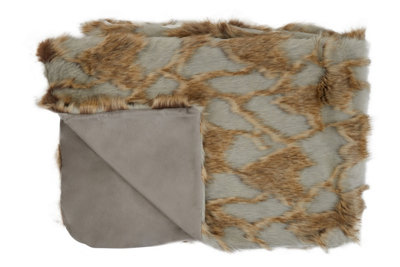 Orsina Bosie Lamina Grey And Natural Fur Throw from B&Q