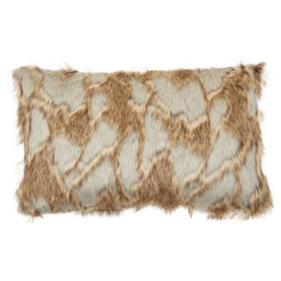 Orsina Grey And Natural Faux Fur Square CushionLuxe Ombre Design With Feather FillerSoft Faux-Suede Reverse from B&Q