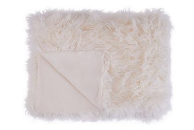 Orsina Bosie Lamina Cream Fur Throw from B&Q