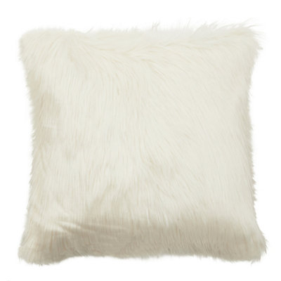 Orsina Bosie Lamina Cream Square Fur Cushion from B&Q