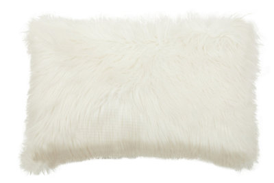 Orsina Bosie Lamina Cream Fur Cushion from B&Q