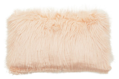 Orsina Bosie Mongolian Faux Fur Pink Rectangular Cushion from B&Q