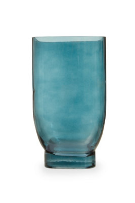 Orsina Blue Glass VaseMinimalist Flower VaseDecorative Glass Vase In CurvesSmall Flower Vase For Living Room from B&Q