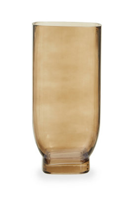 Orsina Smoked Brown Glass VaseMinimalist Flower VaseDecorative Glass VaseLarge Flower Vase For Living Room from B&Q