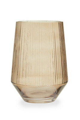 Orsina Smoked Brown Glass VaseMinimalist Flower VaseDecorative Glass VaseSmall Flower Vase For Living Room from B&Q