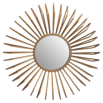 Orsina Gold Sunburst Wall Mirror With Bevelled SpokesRound Decorative MirrorMaximalist Metal Accent Mirror from B&Q