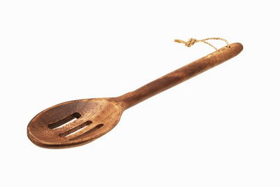 Orsina Hand Carved Slotted Wooden LadleAcacia Cooking Spoon With Drainage HolesErgonomic Wooden Skimmer Spoon from B&Q