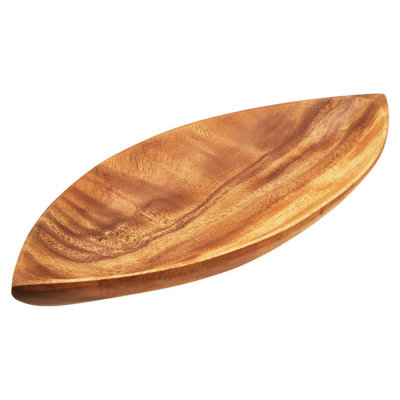 Premier Housewares Interiors By Premier Compact Acacia Large Leaf Platter, Handcrafted Platter For Livingroom, Versatile Livingroom Platter Grain