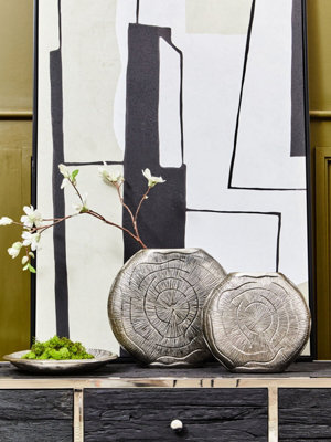 Orsina Silva Small Oak Effect Silver Finish Vase from B&Q