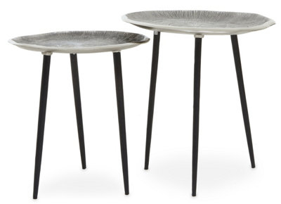 Orsina Silva Set Of Two Oak Effect Silver Top Side Tables from B&Q