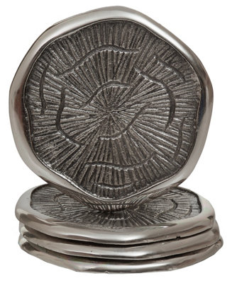 Orsina Silva Set Of Four Oak Effect Silver Top Coasters from B&Q