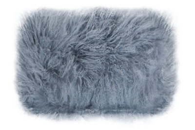 Orsina Bosie Mongolian Fur Grey Rectangular Cushion from B&Q