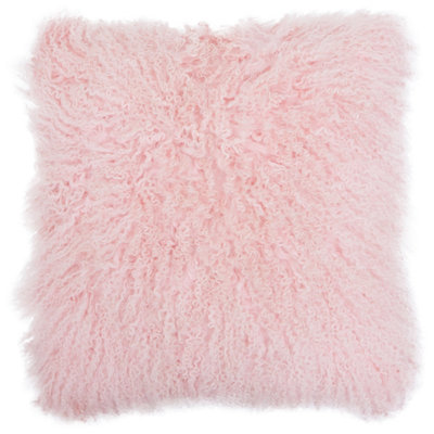 Orsina Bosie Mongolian Fur Pink Square Cushion from B&Q