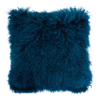 Orsina Bosie Mongolian Fur Teal Square Cushion from B&Q