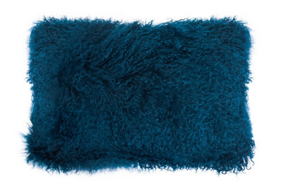 Orsina Bosie Mongolian Fur Teal Rectangular Cushion from B&Q