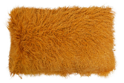 Orsina Bosie Mongolian Fur Ochre Rectangular Cushion from B&Q