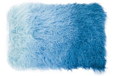 Orsina Bosie Mongolian Fur Blue Ombre Rectangular Cushion from B&Q