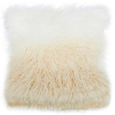 Orsina Bosie Mongolian Fur Natural Ombre Square Cushion from B&Q