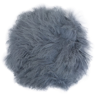 Orsina Bosie Mongolian Fur Grey Round Cushion