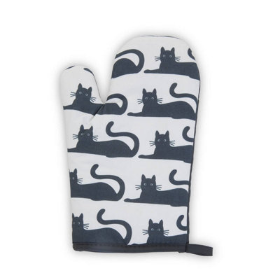 Orsina Black Cat Single Oven GlovePlayful Black Cat Print With Quilted Heat ProtectionComfortable Grip from B&Q