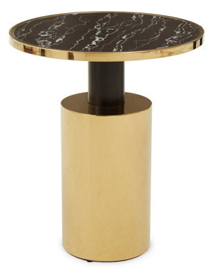 Orsina Oria Black Marble Effect Gold Base Side Table from B&Q