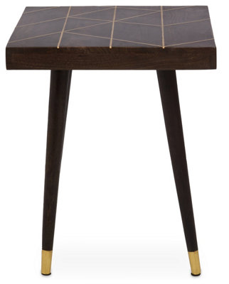 Orsina Mango Wood And Gold Tip Legs Side TableModern Square Wooden Side Table With Brass Inlay from B&Q