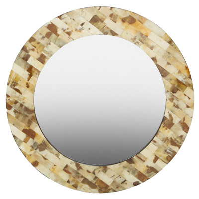 B&Q -  Round Cream Mother Of Pearl Wall Mirror