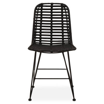 Orsina Versatile Black Natural Rattan Dining ChairComfortable Modern Dining ChairStylish Small Modern Chair from B&Q