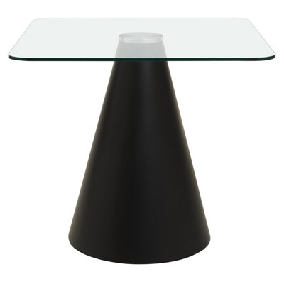 Orsina Square Clear Glass Top Dining TableGeometric Conical Black Base Glass Dining Room TableKitchen Table from B&Q