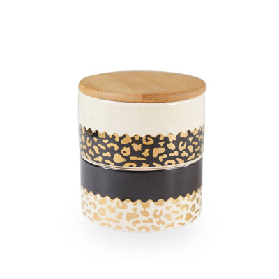 Orsina Captivating Leo Stacking Canister,ceramic Storage Container With Animal Print,jar With 2 Stackable Sections from B&Q