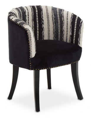 Orsina Black And White ChairStud Detail Boho Accent Chair With Mango Wood LegsMonochrome Upholstered Chair from B&Q