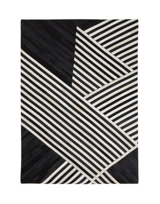 Orsina Bosie Safira Small Black And White Hair On Leather Rug from B&Q