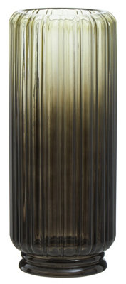 Orsina Contemporary Design Large Grey Ribbed Glass VaseRobust Pottery VaseDurable Glass Vase For Flowers from B&Q