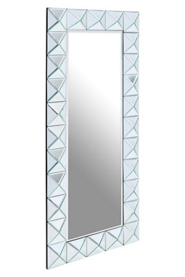 Orsina Pyramid Edged Rectangle Wall MirrorDecorative Full Size MirrorBedroom Wall Mirror With Dimensional Frame from B&Q